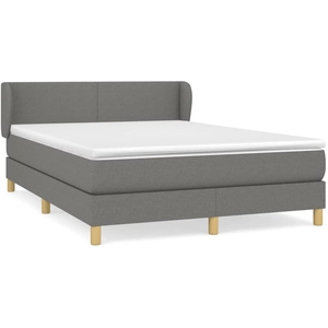 vidaXL Sommier à lattes de lit avec matelas Gris foncé 140x200cm Tissu pas cher