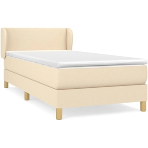 vidaXL Sommier à lattes de lit avec matelas Crème 140x200 cm Tissu pas cher