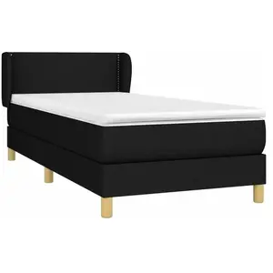 vidaXL Sommier à lattes de lit avec matelas Noir 90x200 cm Tissu pas cher