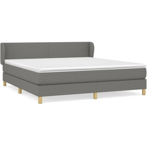 vidaXL Sommier à lattes de lit avec matelas Gris foncé 200x200cm Tissu pas cher