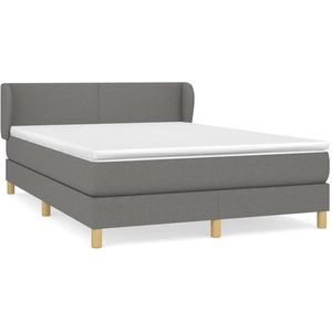 vidaXL Sommier à lattes de lit avec matelas Gris foncé 140x190cm Tissu pas cher