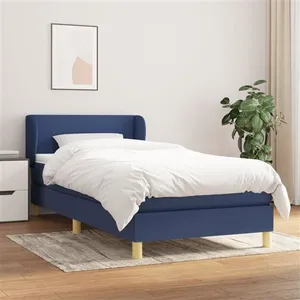 vidaXL Sommier à lattes de lit avec matelas Bleu 100x200 cm Tissu pas cher