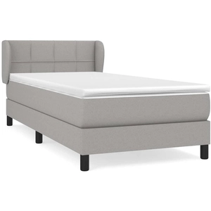 vidaXL Sommier à lattes de lit avec matelas Gris clair 100x200cm Tissu pas cher