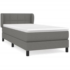 vidaXL Sommier à lattes de lit avec matelas Gris foncé 100x200cm Tissu pas cher