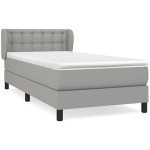 vidaXL Sommier à lattes de lit avec matelas Gris clair 200x200cm Tissu pas cher