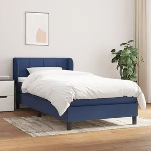 vidaXL Sommier à lattes de lit avec matelas Bleu 80x200 cm Tissu pas cher