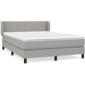 vidaXL Sommier à lattes de lit avec matelas Gris clair 140x200cm Tissu pas cher