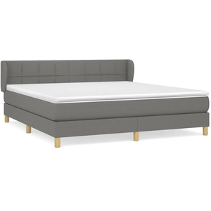 vidaXL Sommier à lattes de lit avec matelas Gris foncé 160x200cm Tissu pas cher