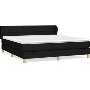 vidaXL Sommier à lattes de lit avec matelas Noir 180x200 cm Tissu pas cher