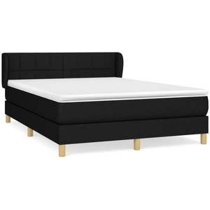 vidaXL Sommier à lattes de lit avec matelas Noir 140x200 cm Tissu pas cher