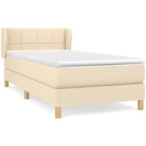 Sommier à lattes de lit avec matelas Crème 80x200 cm Tissu Vidaxl pas cher