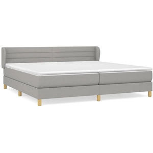 vidaXL Sommier à lattes de lit avec matelas Gris clair 200x200cm Tissu pas cher