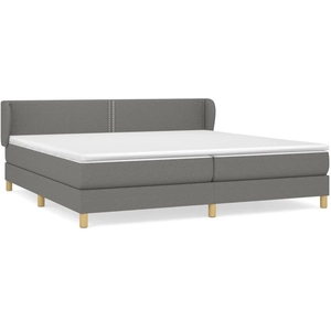 vidaXL Sommier à lattes de lit avec matelas Gris foncé 200x200cm Tissu pas cher