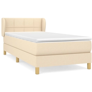 vidaXL Sommier à lattes de lit avec matelas Crème 90x200 cm Tissu pas cher