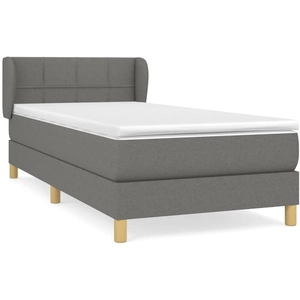 vidaXL Sommier à lattes de lit avec matelas Gris foncé 90x200 cm Tissu pas cher