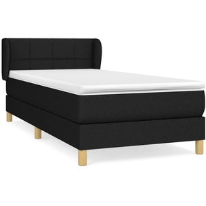 vidaXL Sommier à lattes de lit avec matelas Noir 90x200 cm Tissu pas cher