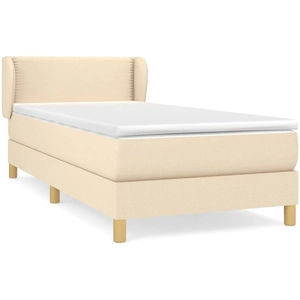 vidaXL Sommier à lattes de lit avec matelas Crème 140x200 cm Tissu pas cher