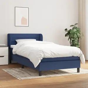 vidaXL Sommier à lattes de lit avec matelas Bleu 90x190 cm Tissu pas cher