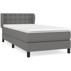 vidaXL Sommier à lattes de lit avec matelas Gris foncé 200x200cm Tissu pas cher