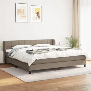 vidaXL Sommier à lattes de lit avec matelas Taupe 200x200 cm Tissu pas cher