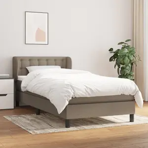 vidaXL Sommier à lattes de lit avec matelas Taupe 80x200 cm Tissu pas cher