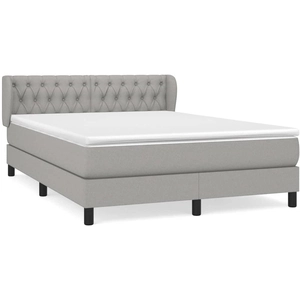 vidaXL Sommier à lattes de lit avec matelas Gris clair 140x200cm Tissu pas cher
