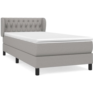 vidaXL Sommier à lattes de lit avec matelas Gris clair 100x200cm Tissu pas cher