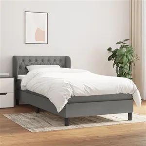 vidaXL Sommier à lattes de lit avec matelas Gris foncé 100x200cm Tissu pas cher