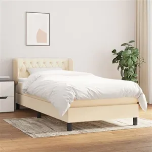 vidaXL Sommier à lattes de lit et matelas Crème 90x190 cm Tissu pas cher