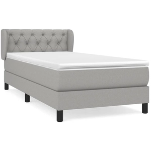 vidaXL Sommier à lattes de lit et matelas Gris clair 90x190 cm Tissu pas cher