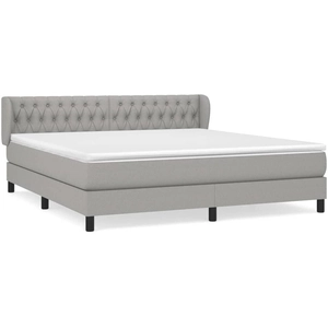 vidaXL Sommier à lattes de lit avec matelas Gris clair 180x200cm Tissu pas cher
