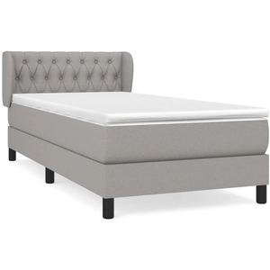 Comparateur de prix : vidaXL Sommier à lattes de lit avec matelas Gris clair 140x190cm Tissu