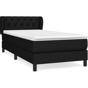 vidaXL Sommier à lattes de lit avec matelas Noir 140x190 cm Tissu pas cher