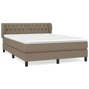 vidaXL Sommier à lattes de lit avec matelas Taupe 140x190 cm Tissu pas cher