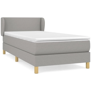 vidaXL Sommier à lattes de lit avec matelas Gris clair 90x200 cm Tissu pas cher