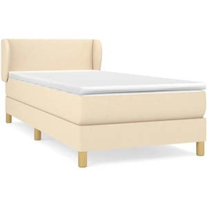 vidaXL Sommier à lattes de lit avec matelas Crème 80x200 cm Tissu pas cher