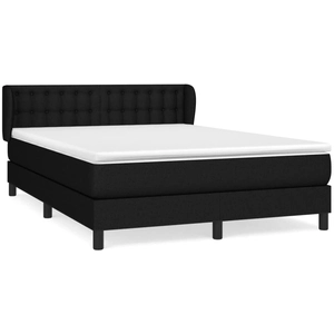 vidaXL Sommier à lattes de lit avec matelas Noir 140x200 cm Tissu pas cher