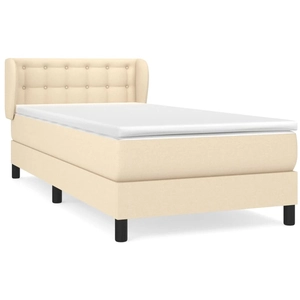 vidaXL Sommier à lattes de lit avec matelas Crème 90x200 cm Tissu pas cher