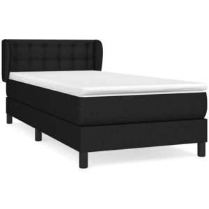vidaXL Sommier à lattes de lit avec matelas Noir 90x200 cm Tissu pas cher