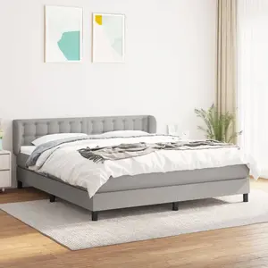 vidaXL Sommier à lattes de lit avec matelas Gris clair 180x200cm Tissu pas cher