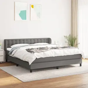 vidaXL Sommier à lattes de lit avec matelas Gris foncé 180x200cm Tissu pas cher