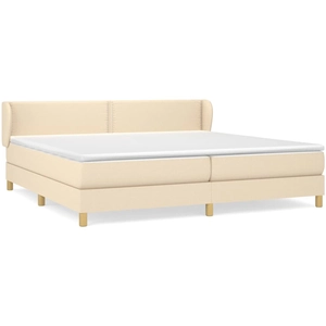 vidaXL Sommier à lattes de lit avec matelas Crème 200x200 cm Tissu pas cher
