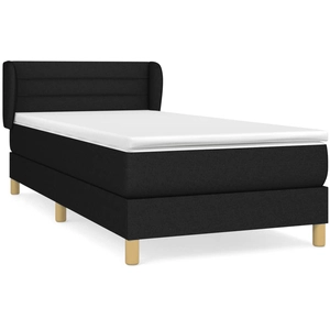 vidaXL Sommier à lattes de lit avec matelas Noir 140x200 cm Tissu pas cher