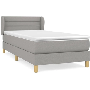 vidaXL Sommier à lattes de lit avec matelas Gris clair 160x200cm Tissu pas cher