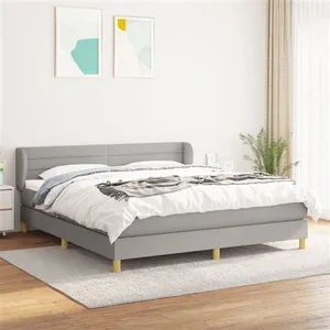 vidaXL Sommier à lattes de lit avec matelas Gris clair 180x200cm Tissu pas cher