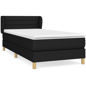 vidaXL Sommier à lattes de lit et matelas Noir 80x200 cm Tissu pas cher