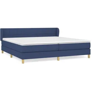 vidaXL Sommier à lattes de lit avec matelas Bleu 200x200 cm Tissu pas cher