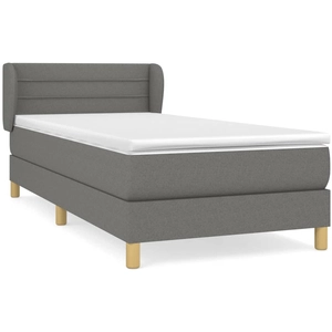 vidaXL Sommier à lattes de lit avec matelas Gris foncé 140x190cm Tissu pas cher