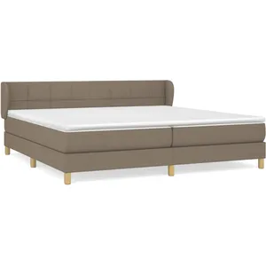 vidaXL Sommier à lattes de lit avec matelas Taupe 200x200 cm Tissu pas cher