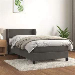 vidaXL Sommier à lattes de lit avec matelas Gris foncé 100x200 cm pas cher